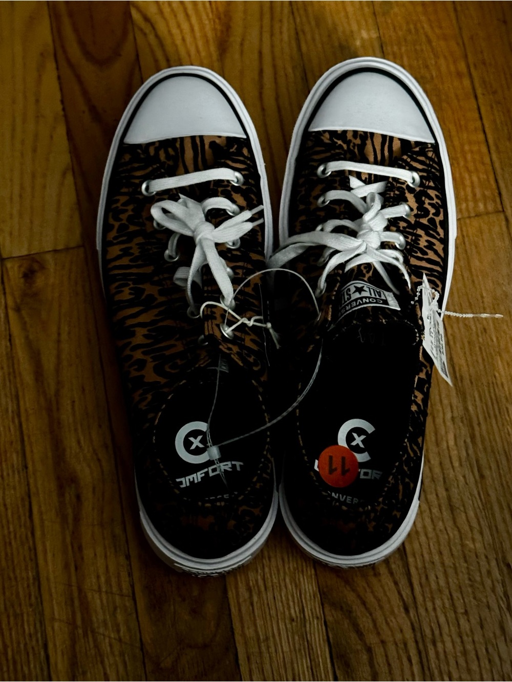 Converse Women’s Leopard Print Low Top Sneakers - Brown & Black